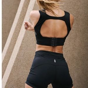 NWT Free People On the Right Track Longline Bra Black XS